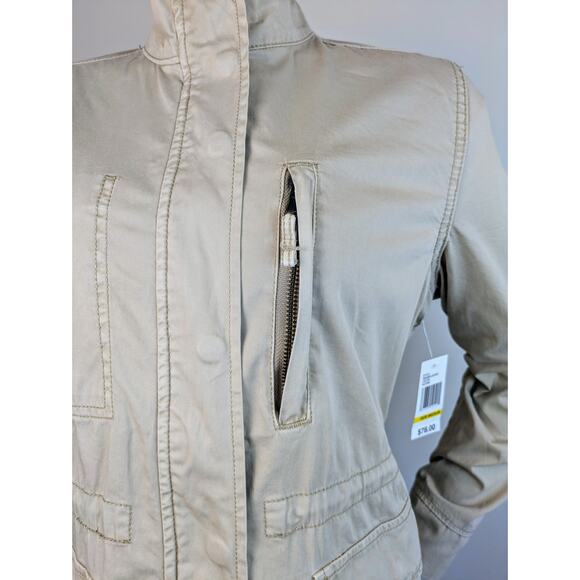 NEW Kensie Cotton Zip Jacket Pale Khaki Drawstring Waist Size Medium - Picture 6 of 8
